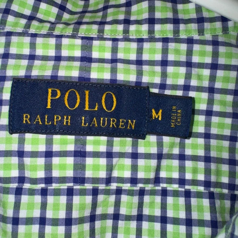 Polo Ralph Lauren Mens Gingham Check Button Down Shirt Green Blue Size M